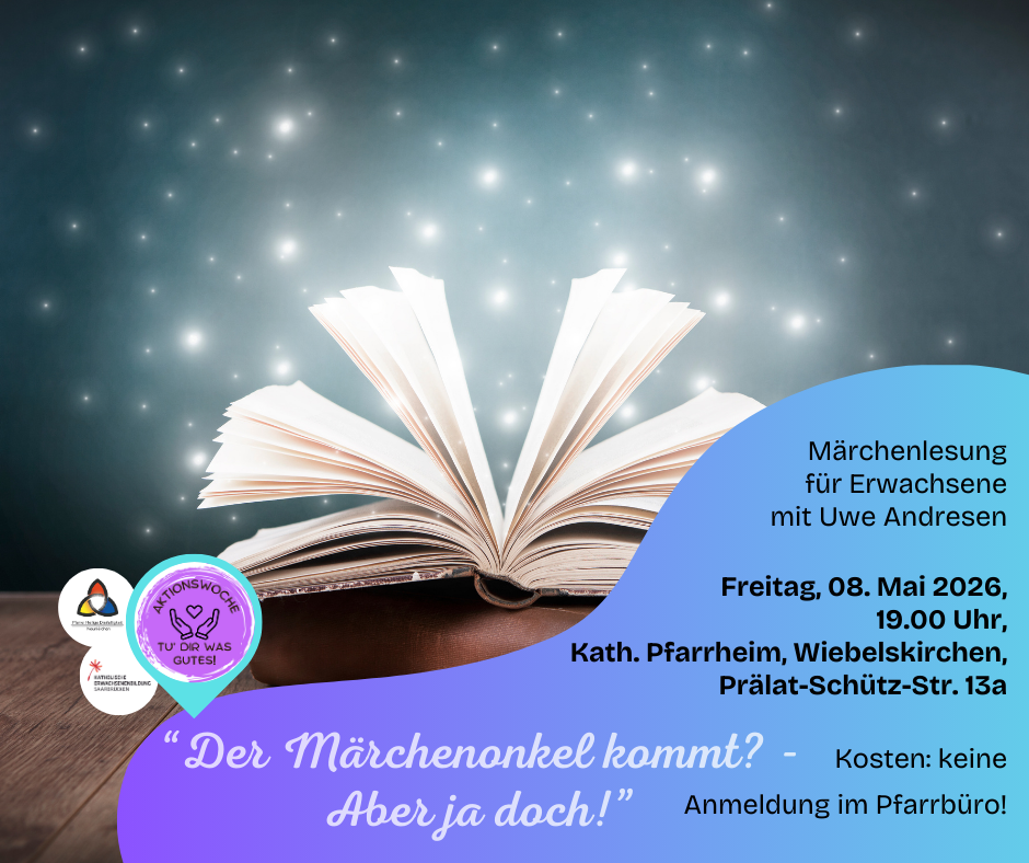 Ein Buch, aufgeschlagen mit kleinen geheimnisvollen Lichtern zwischen den Seiten vor dunklem Hintergrund. Dazu die Informationen zum Angebot!