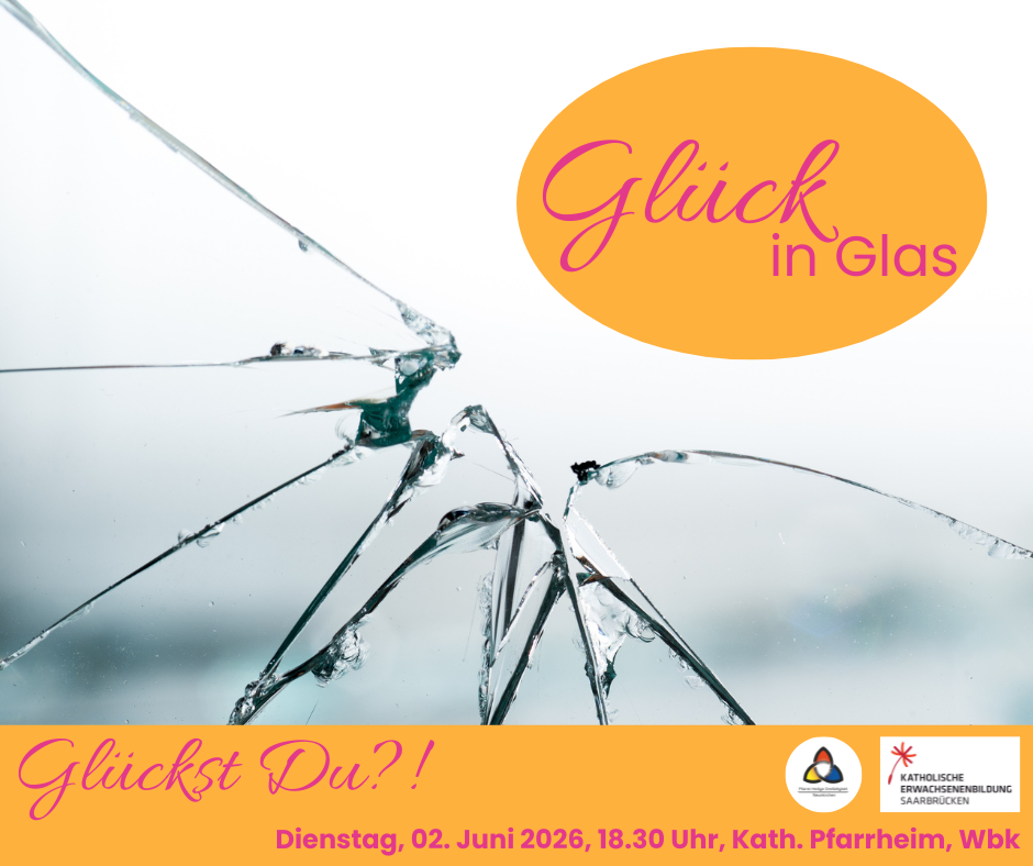 Zerrbrochene Glasscheibe im Hintergrund mit dem Logo der Ausstellung unten die Informationen zur Lesung mit Stefan Mörsdorf